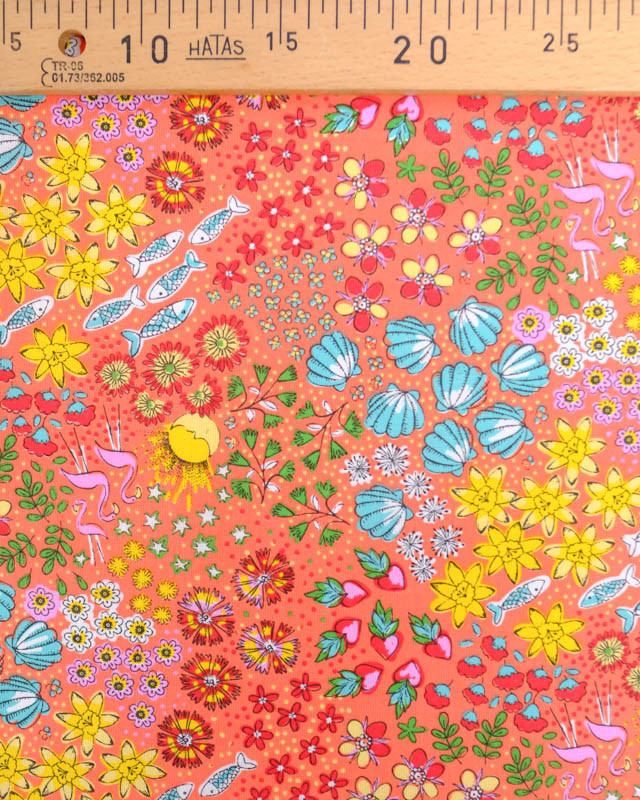 Cretonne de Coton Summer Vibes Corail - Mercerine