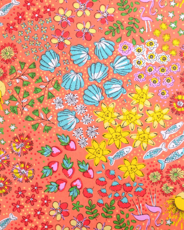 Cretonne de Coton Summer Vibes Corail - Mercerine