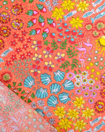 Cretonne de Coton Summer Vibes Corail - Mercerine