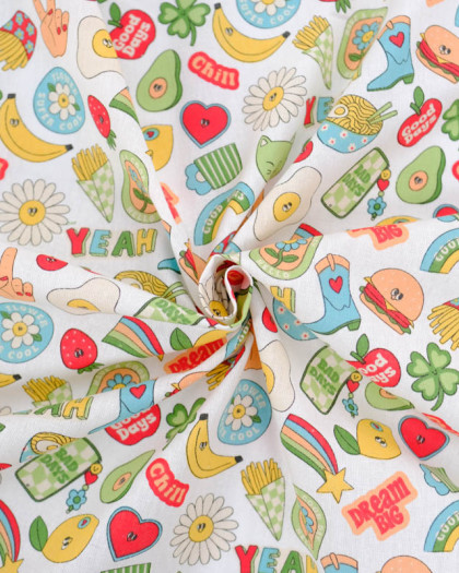Cretonne de Coton Motif Fantaisie Multicolore - Mercerine