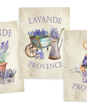 Torchons fantaisie :  motif brouette lavande - Mercerine