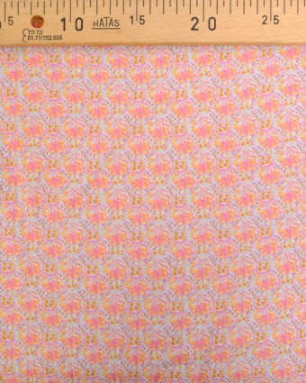 Tissu Coton Gaufré léger Motif Floral Rose et Orange - Mercerine