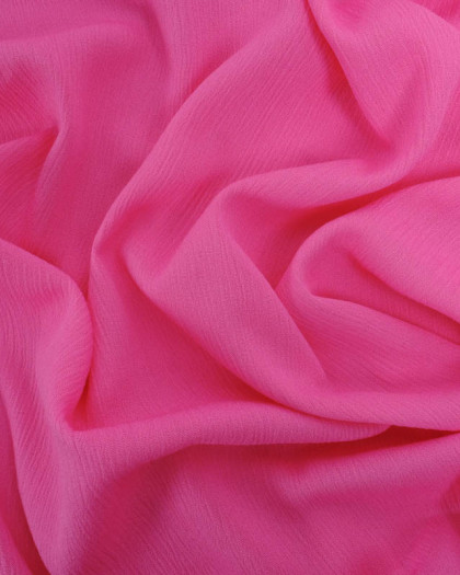 Viscose Crinkle Unie Rose Bonbon - Mercerine