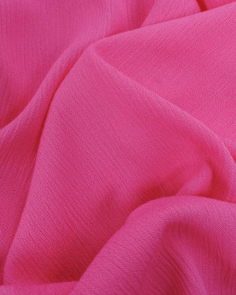 Viscose Crinkle Unie Rose Bonbon - Mercerine