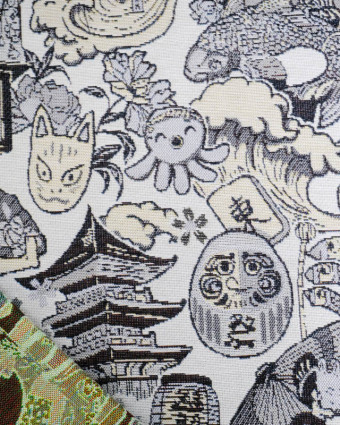 Tissu Jacquard Ameublement Tissé En France Mitsuko Gris - Mercerine
