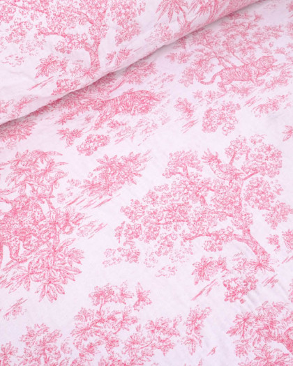 Tissu Jacquard Ameublement Tissé En France Macassar Rose - Mercerine