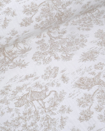 Tissu Jacquard Ameublement Tissé En France Macassar Taupe - Mercerine