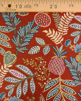 Tissu Jacquard Ameublement Tissé En France Ananas Terracotta - Mercerine