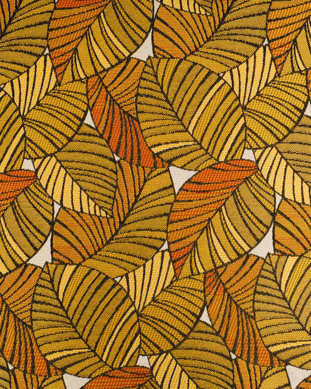 Tissu Jacquard Ameublement Tissé En France Feuillage Or et Bronze - Mercerine