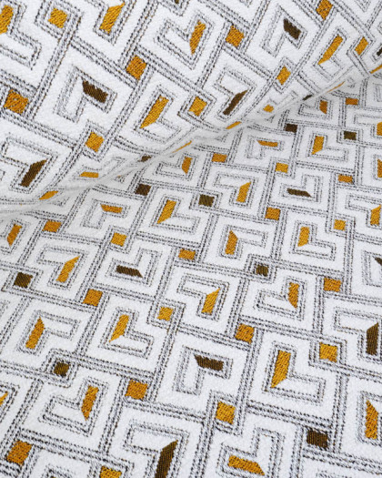 Tissu Jacquard Tissé En France Pagne Blanc et Jaune - Mercerine