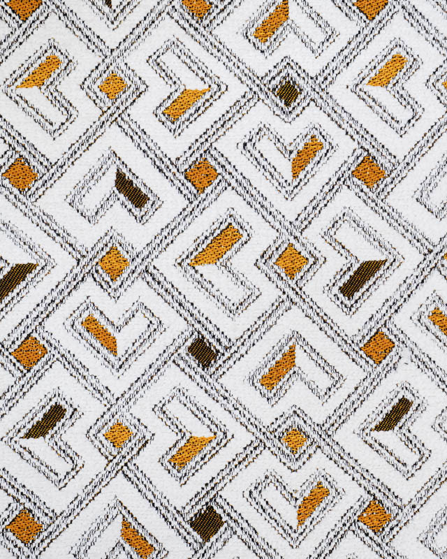 Tissu Jacquard Tissé En France Pagne Blanc et Jaune - Mercerine