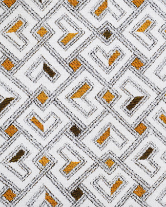 Tissu Jacquard Tissé En France Pagne Blanc et Jaune - Mercerine