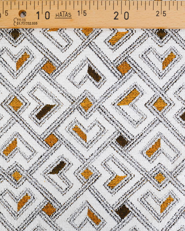 Tissu Jacquard Tissé En France Pagne Blanc et Jaune - Mercerine