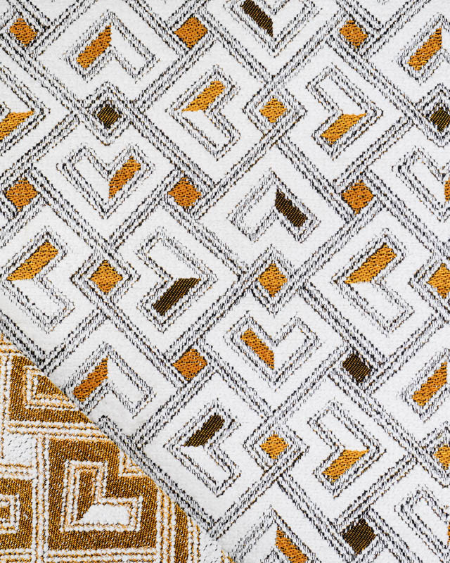 Tissu Jacquard Tissé En France Pagne Blanc et Jaune - Mercerine