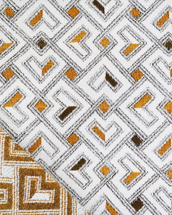 Tissu Jacquard Tissé En France Pagne Blanc et Jaune - Mercerine