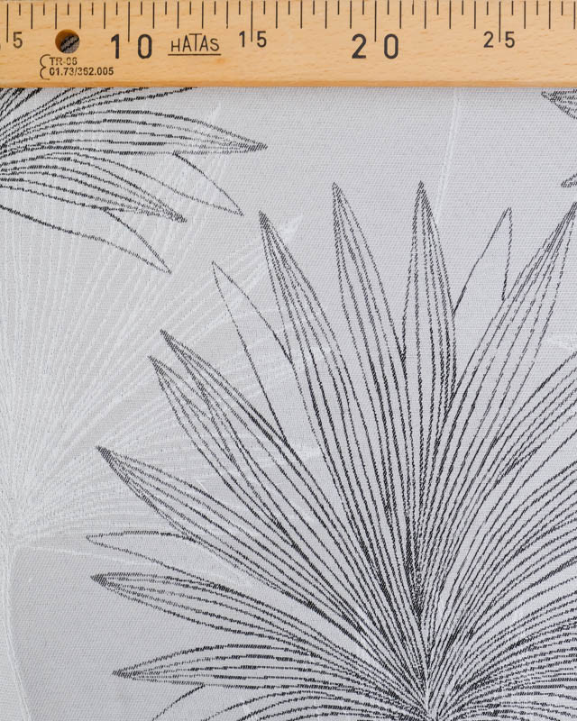 Tissu Jacquard Tissé En France Gris Motif Feuillage - Mercerine