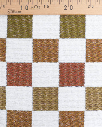 Tissu Jacquard Ameublement Tissé en France Echiquier Peanut - Mercerine