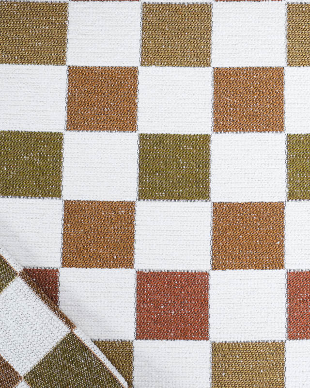 Tissu Jacquard Ameublement Tissé en France Echiquier Peanut - Mercerine