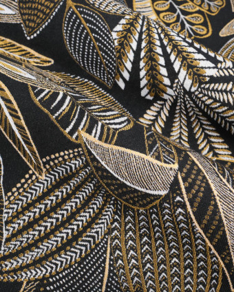 Tissu Jacquard Ameublement Tissé en France Legende Noir - Mercerine