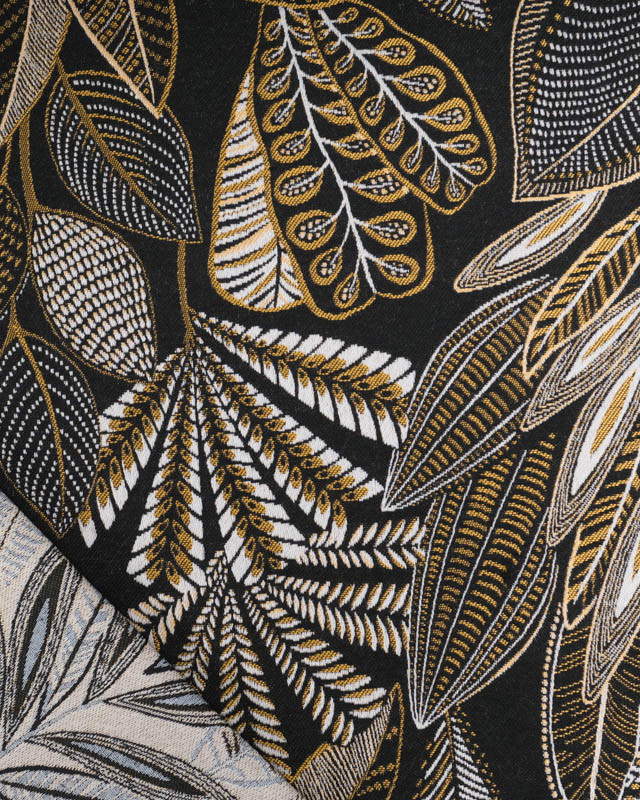 Tissu Jacquard Ameublement Tissé en France Legende Noir - Mercerine