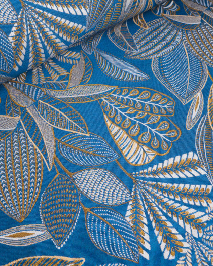 Tissu Jacquard Ameublement Tissé en France Legende Bleu - Mercerine