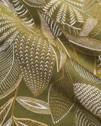 Tissu Jacquard Ameublement Tissé en France Legende Kaki - Mercerine