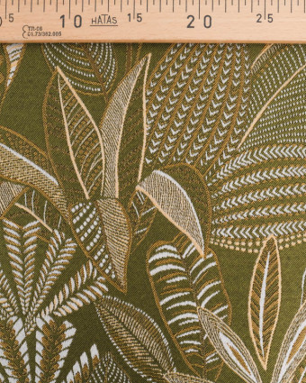 Tissu Jacquard Ameublement Tissé en France Legende Kaki - Mercerine