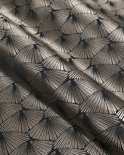 Tissu Jacquard  Tissé en France Corea Noir Platine - Mercerine