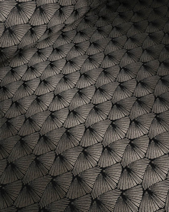 Tissu Jacquard  Tissé en France Corea Noir Platine - Mercerine