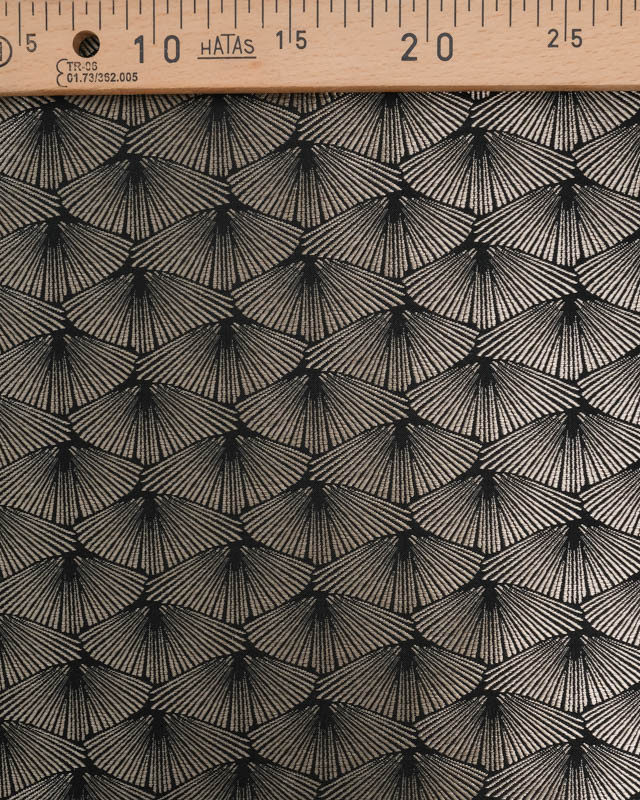 Tissu Jacquard  Tissé en France Corea Noir Platine - Mercerine