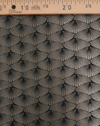 Tissu Jacquard  Tissé en France Corea Noir Platine - Mercerine