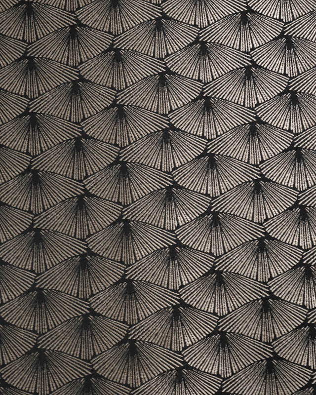 Tissu Jacquard  Tissé en France Corea Noir Platine - Mercerine