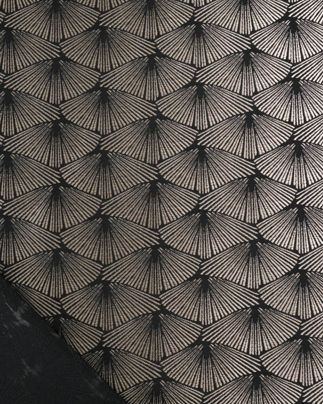 Tissu Jacquard  Tissé en France Corea Noir Platine - Mercerine