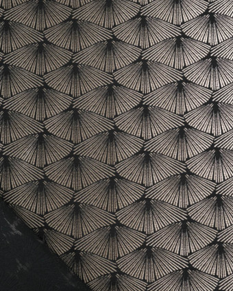 Tissu Jacquard  Tissé en France Corea Noir Platine - Mercerine
