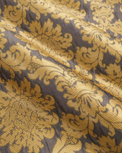 Tissu Jacquard Ameublement Tissé en France Fronsac Taupe et Or - Mercerine