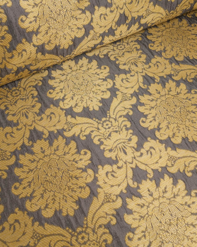 Tissu Jacquard Ameublement Tissé en France Fronsac Taupe et Or - Mercerine