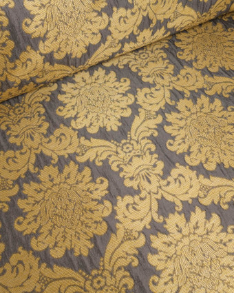 Tissu Jacquard Ameublement Tissé en France Fronsac Taupe et Or - Mercerine