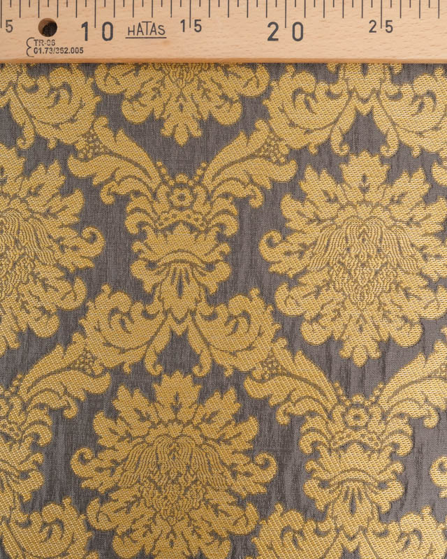 Tissu Jacquard Ameublement Tissé en France Fronsac Taupe et Or - Mercerine