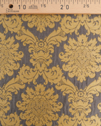 Tissu Jacquard Ameublement Tissé en France Fronsac Taupe et Or - Mercerine