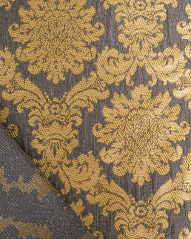 Tissu Jacquard Ameublement Tissé en France Fronsac Taupe et Or - Mercerine