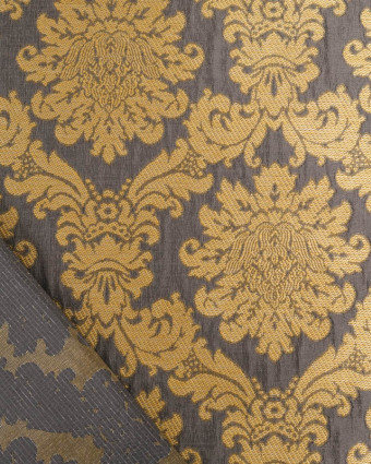 Tissu Jacquard Ameublement Tissé en France Fronsac Taupe et Or - Mercerine