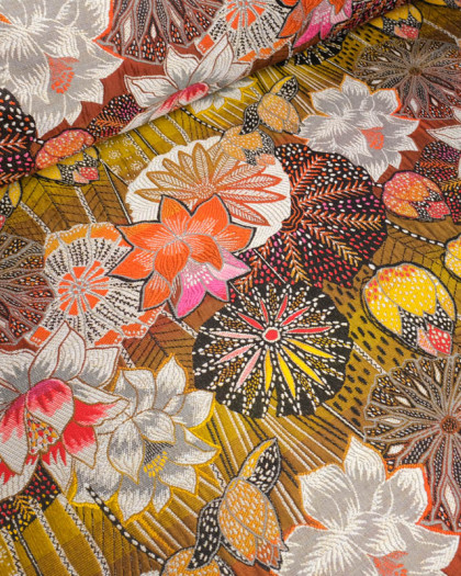 Tissu Jacquard Ameublement Tissé en France Opium Or - Mercerine