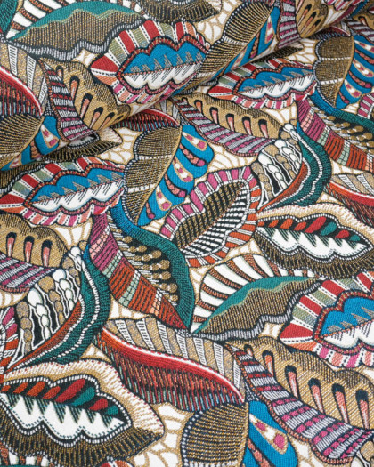 Tissu Jacquard Ameublement Tissé en France Malungo Multicolore - Mercerine