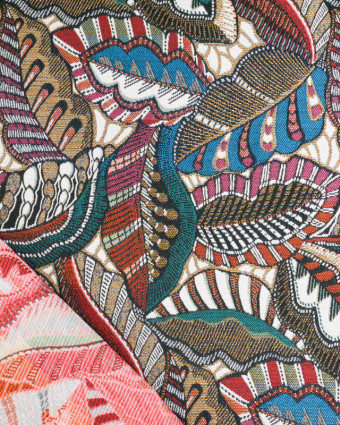 Tissu Jacquard Ameublement Tissé en France Malungo Multicolore - Mercerine