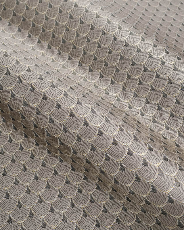 Tissu ameublement kaki clair motifs feuillages au mètre