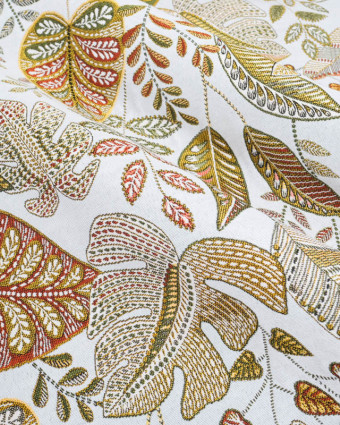 Tissu Jacquard Ameublement Tissé en France Euphoria Blanc - Mercerine