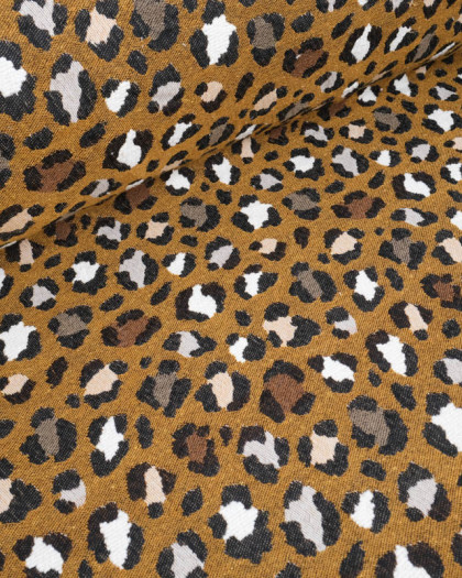 Tissu Jacquard Ameublement Tissé En France Léopard Peanut - Mercerine