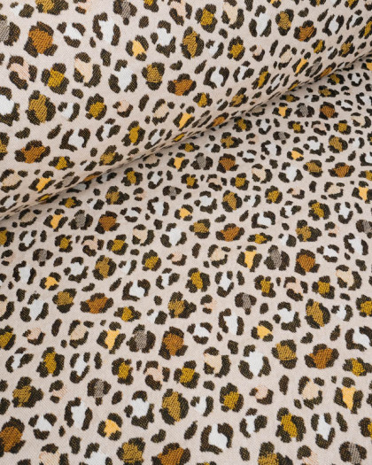 Tissu Jacquard Ameublement Tissé En France Léopard Jaune - Mercerine