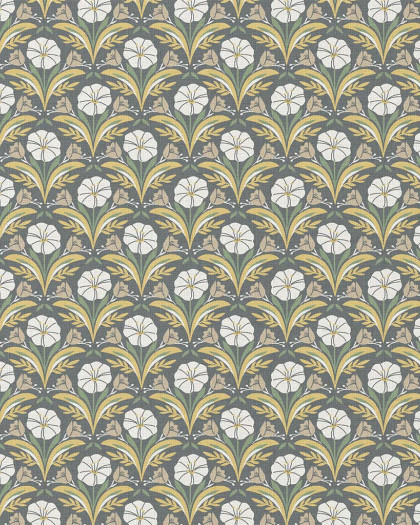 Tissu Coton Imprimé Sauge Motif Fleur Jaune et Blanc - Mercerine