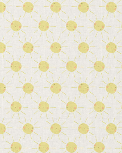 Coton Imprimé Ecru Motif Soleil - Mercerine